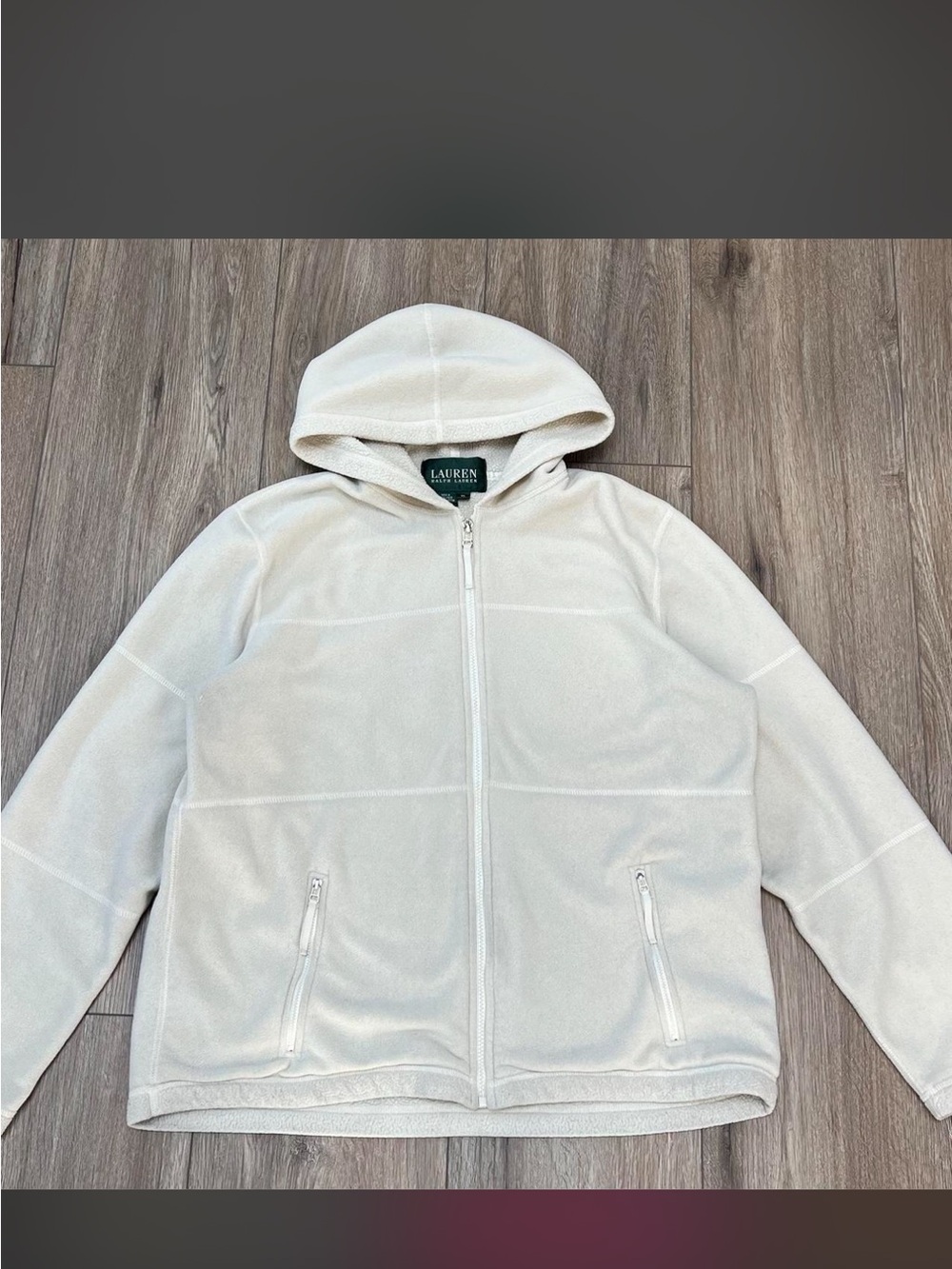 Lauren Ralph Lauren women’s Cream Sherpa-Lined Zip Hoodie Jacket